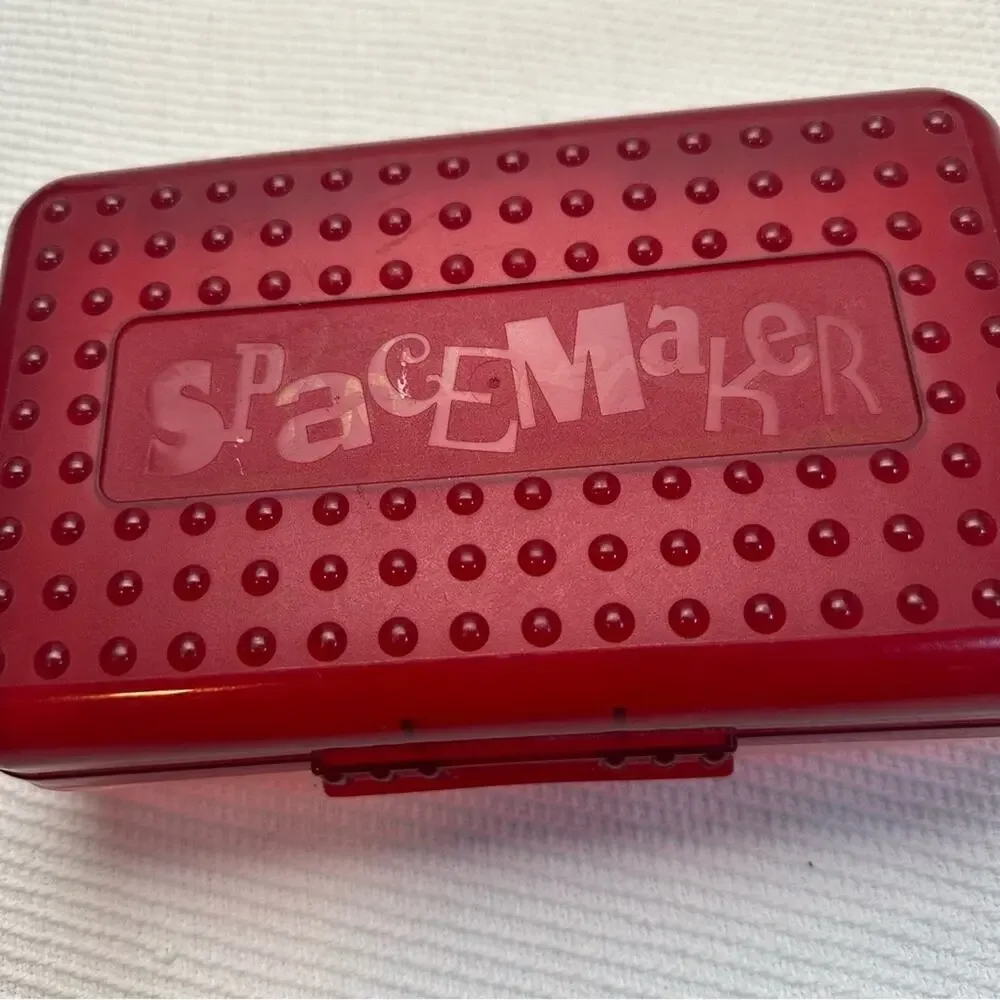 Vintage 90s Spacemaker Pencil Box red/clear